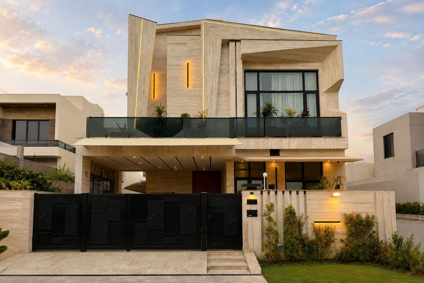 Private villa clad in travertine — Saqib Brothers
